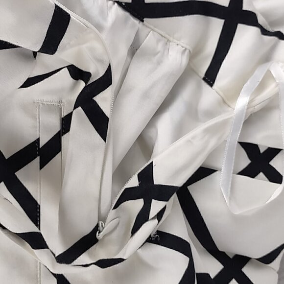 INC Women's Black And White Box Pleat Flare Side Zip Cotton Blend Skirt Size 12 - Picture 5 of 11